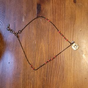 M initial necklace with rhinestone and beads